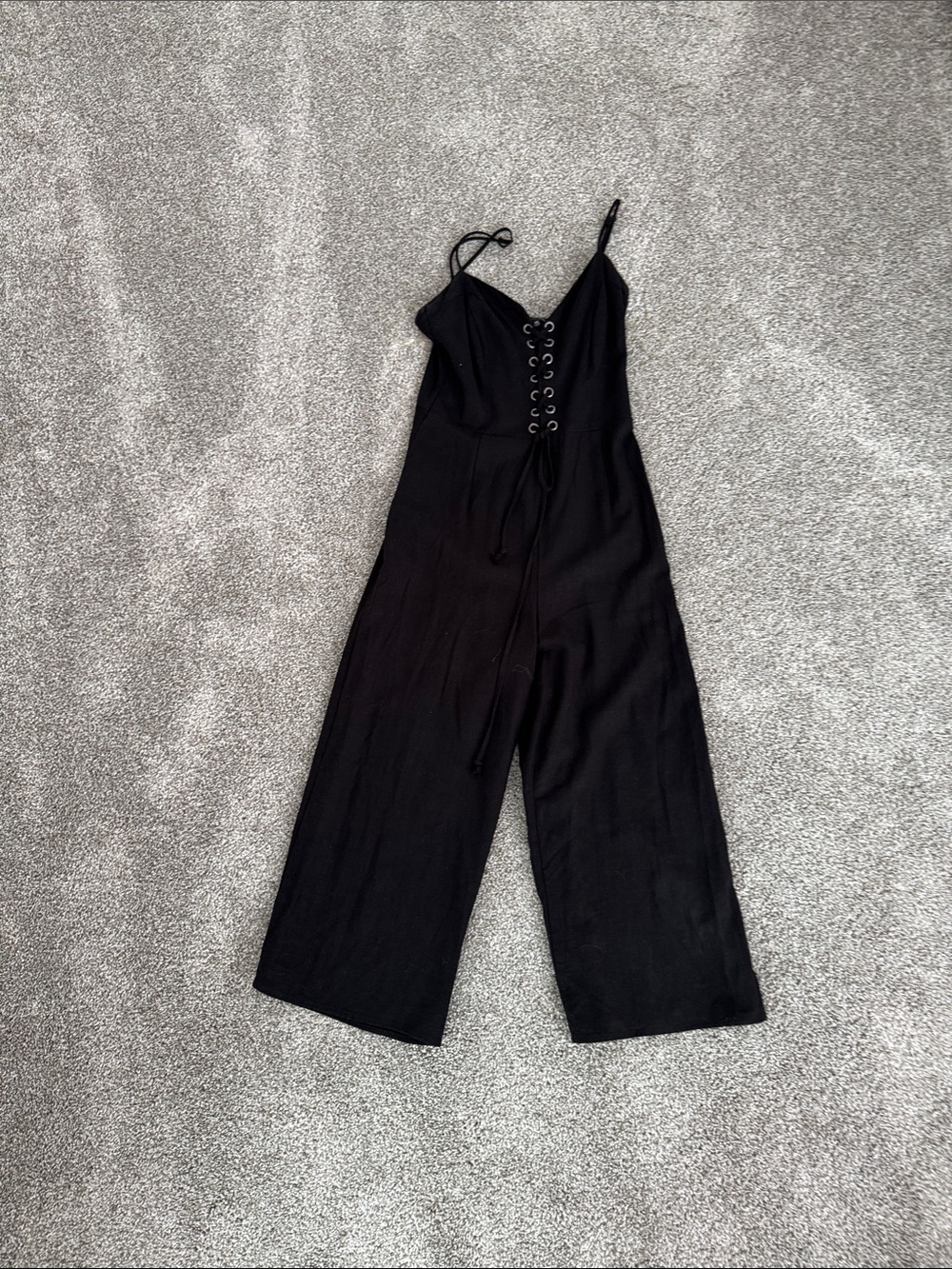 Kendall & Kylie Black Lace-Up Wide-Leg Jumpsuit